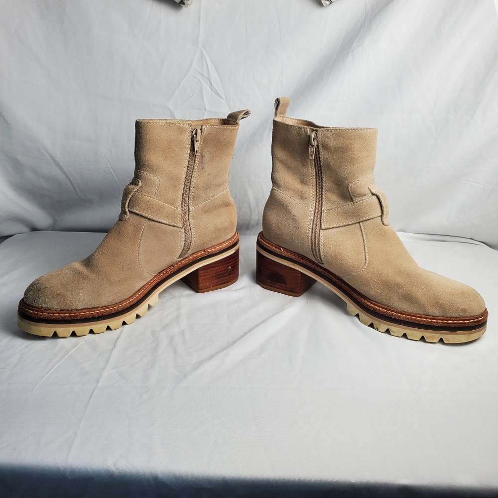Anthropologie Bernardo Scout Suede Buckle Booties 8M - Picture 3 of 16